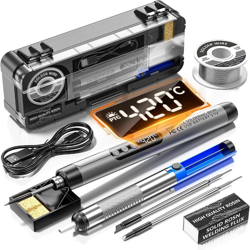 USB Rechargeable USB Soldering Iron Set Adjustable Temperature Cordless Soldering Pen Set  Home Use