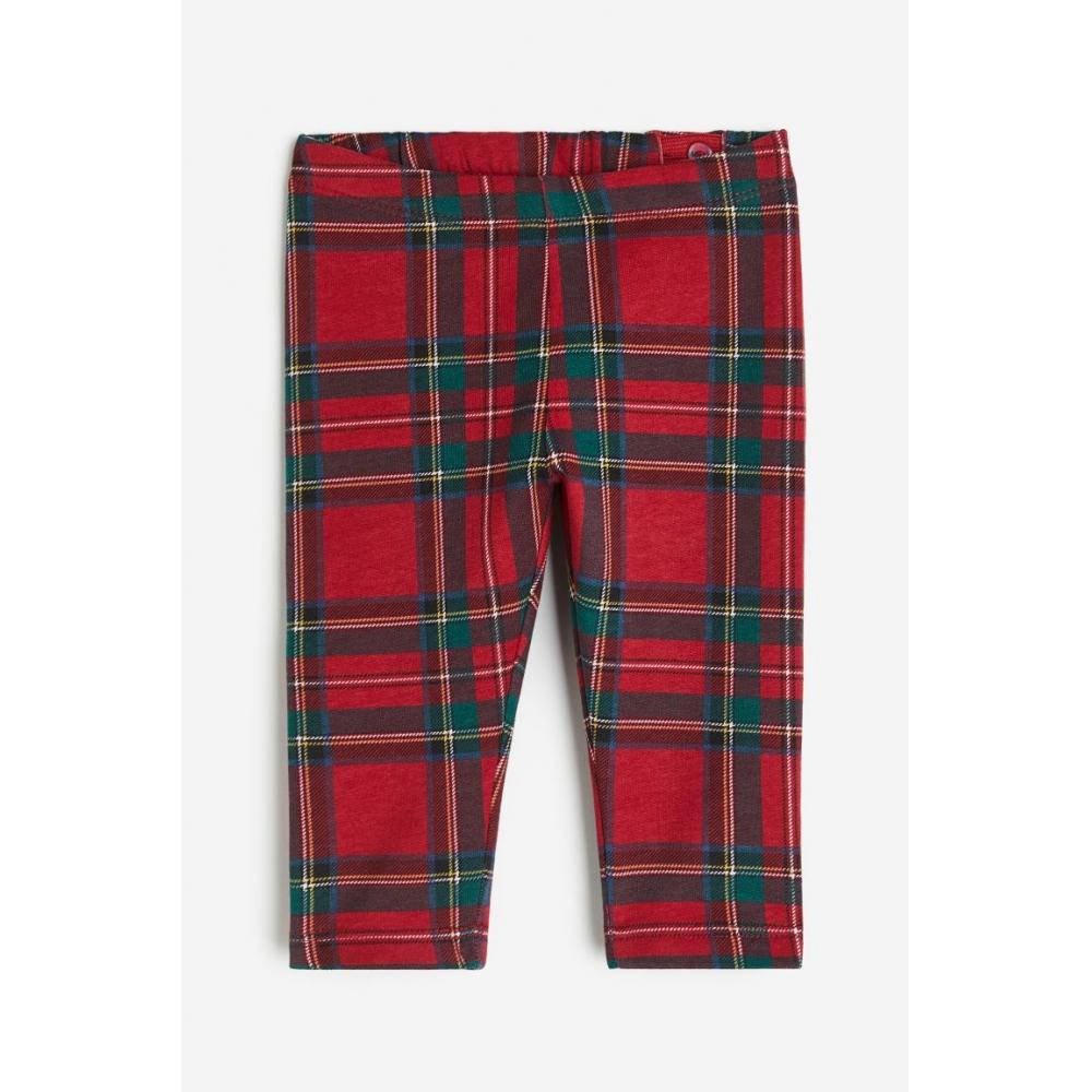 

H M brushed leggings red check