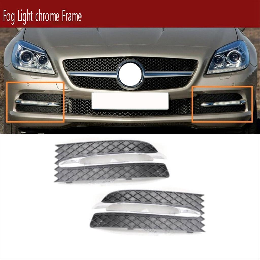 1Pair Front Bumper Lower Grille Fog Light Cover Frame for Mercedes-Benz SLK Class R172 W172 2012-2016 A1728850074/174
