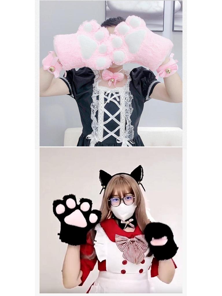 Cute Kitten Cosplay Set: Cat Ears Headband, Paw Gloves & Tail Accessory