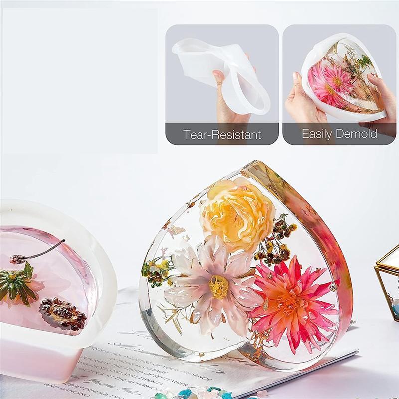 Versatile Large Silicone Molds Fit For Epoxy Resin, Flowers Preservation, Including Hexagon, Heart, Sphere