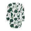 Women's Fashionable Casual Pleated Round Neck Casual Floral Print Seven Quarter Sleeved T-shirt Top
