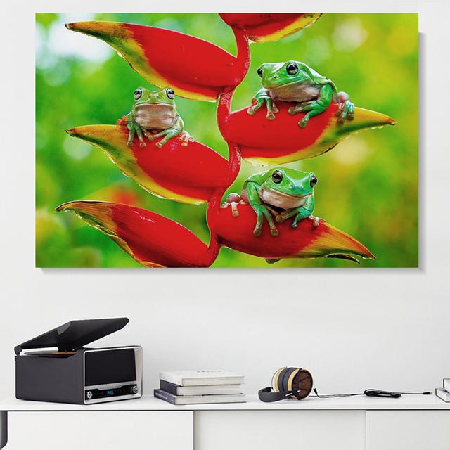 Pictură pe pânză cu animale Broasca de copac care râde Postere și imprimeuri Poze de artă de perete peisaj pentru camera de zi Decor fără cadru