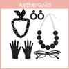 Women 50s Vintage Dress Up Costume Accessory Set Polka Dot Scarf Cosplay Party