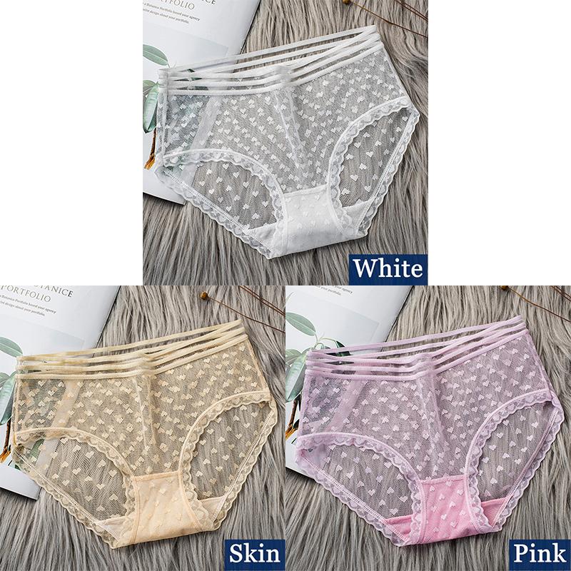 3pcs Sexy Lace Transparent Panties for Women Underwear Fashion Panty Lingerie Breathable Hollow Out Briefs Female Underwear