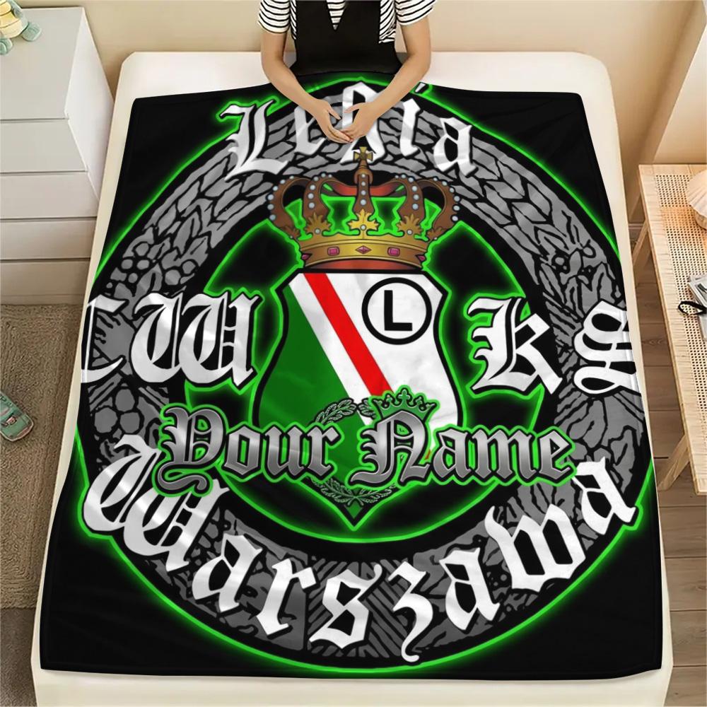 1PC Crest Emblem Custom Name Patterned Flannel Blanket Suitable For All Seasons For Home Decor Warmth And Comfort Gifts Holiday Present