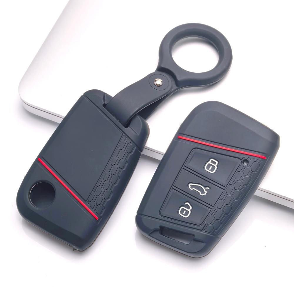 Key Fob Cover for Volkswagen Tiguan Passat Magotan Teramont CC This with Keychain Anti-Scratch Guard Shockproof Protection Soft Grip Texture