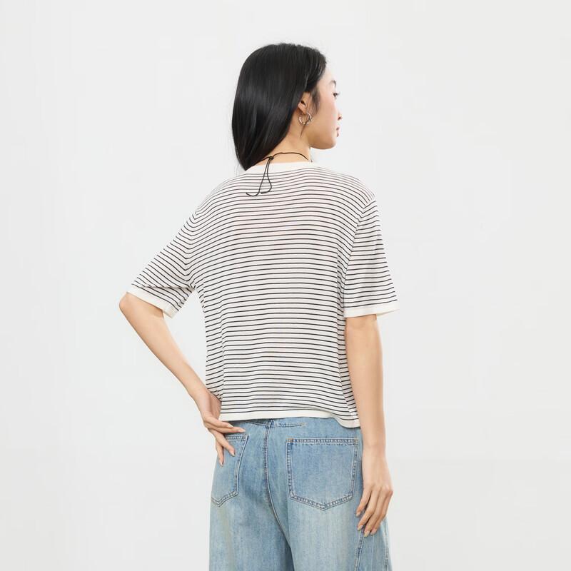 Elva' Island Striped Short Sleeve Knit Top