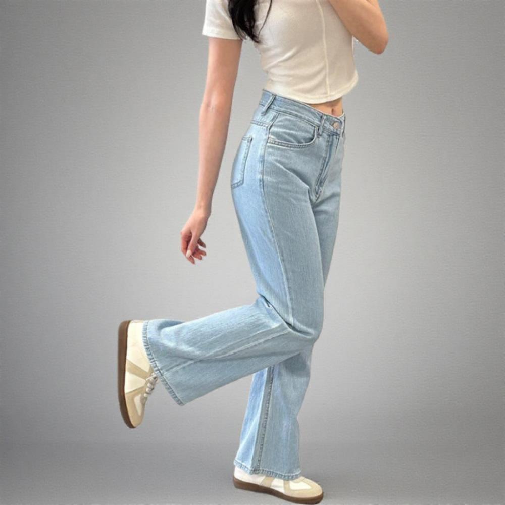New Arrivals Open Run WoMen SuMMer Light Blue Cotton SeMi Bootcut DeniM Pants M