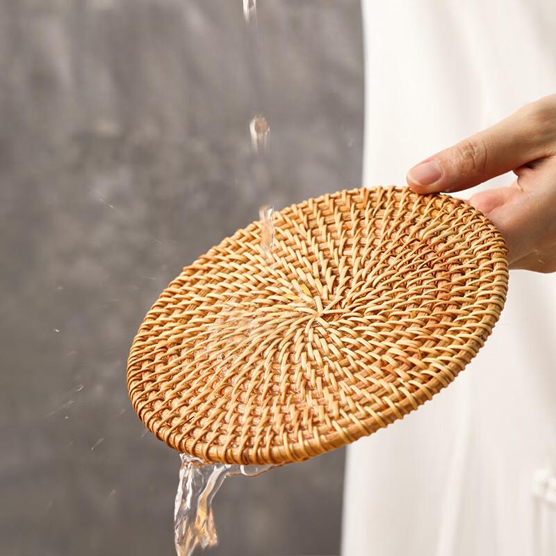 1Pc Rattan Partition Anti-scalding Mat, Dining Table Mat, Bowl Mat, Plate Mat, Thermal Insulation Mat, Teapot Mat, Coaster Holder