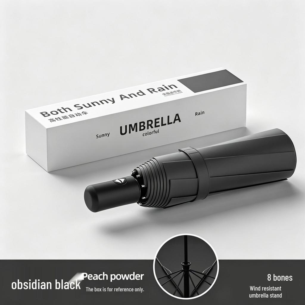 12-Rib Folding Umbrella for Sun and Rain Protection