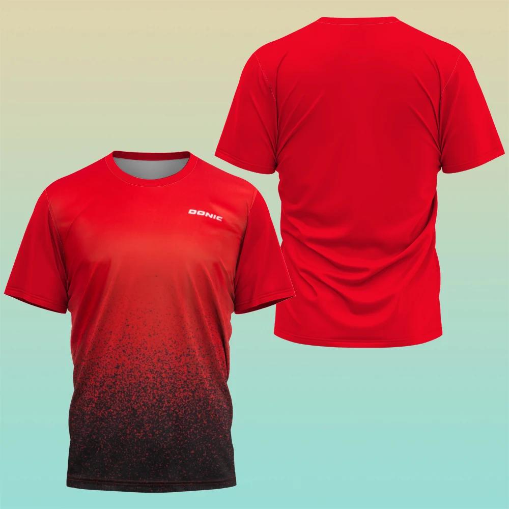 Summer Men's Table Tennis Training Uniform, Casual and Comfortable Sports Short Sleeved Top, 3D Printed O-neck Short Sleeved T-shirt