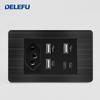 DELEFU Brazilian Model 118 Type 10A/20A Stainless Steel Black Durable PC USB Socket with Type-C 20W Fast Charging