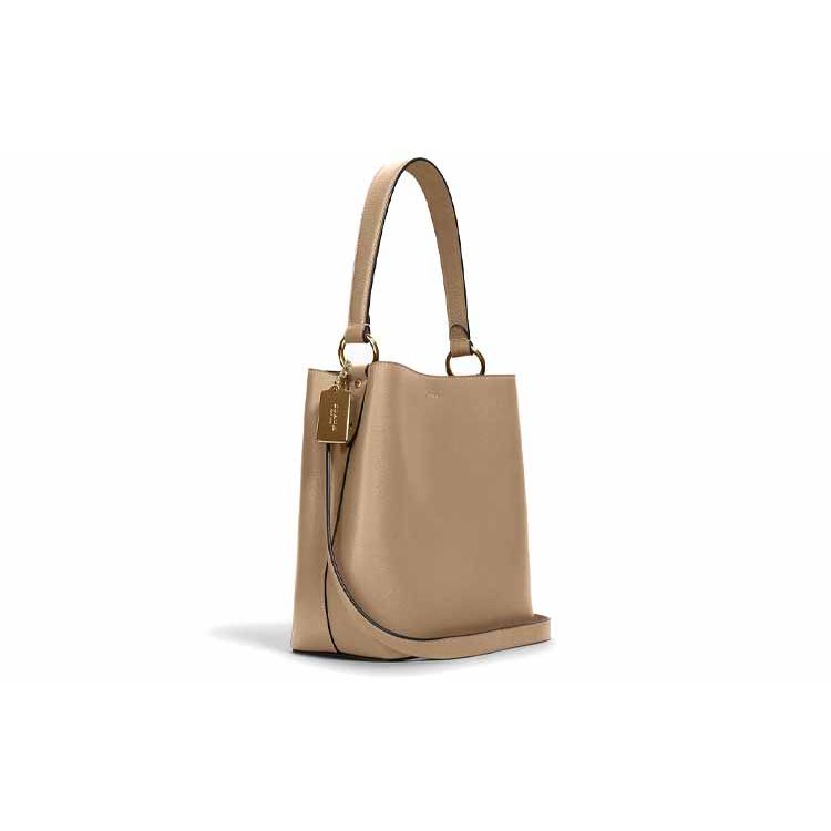 Coach Ville 26 Couleur Unie Cuir Seau Cabas Sac de Courses Porté Main Épaule Bandoulière Grand Sac Cabas Femme Marron 91122-IMRF6