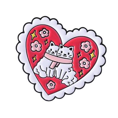 Sweet Animal Theme Jewelry Pin Featuring Heart Cats Designs Rustproof Coating Fashion Accessories Gift