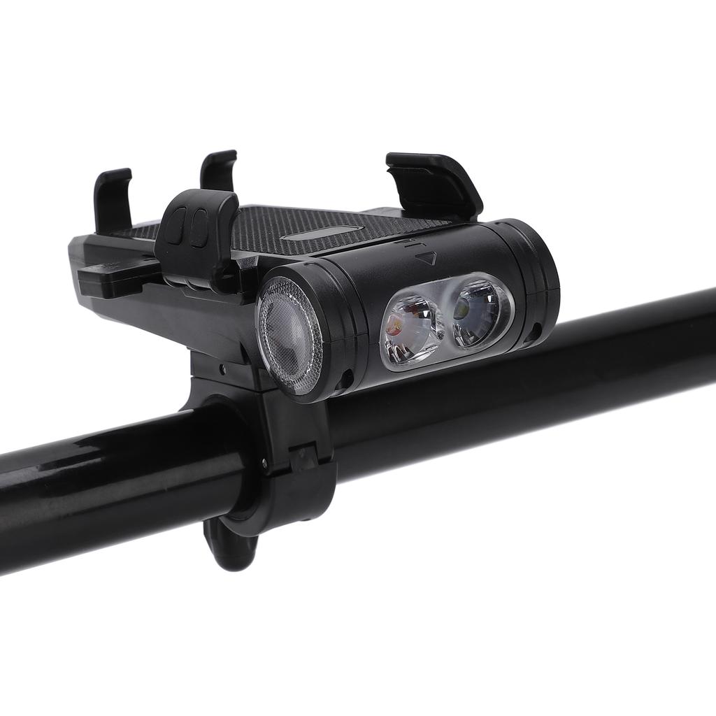 Multifunktionale Fahrradlichter USB Powerbank Fahrradhupe Fahrrad-Handyhalter für Nachtfahrten Schwarz