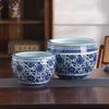 Large Blue and White Porcelain Ceramic Fish Tank for Desktop - Suitable for Goldfish, Turtles, Water Lilies, and Lotus