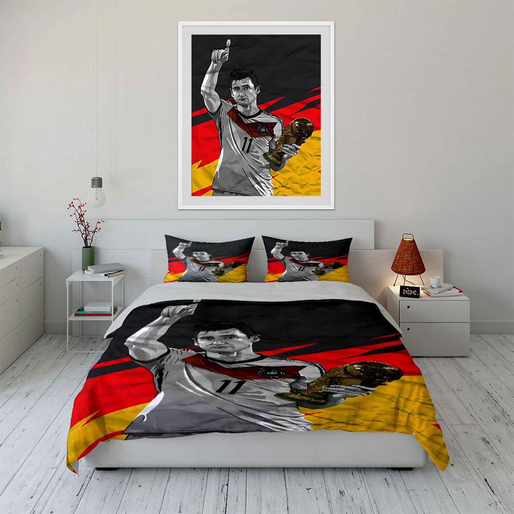 Soccer player holding trophy. Bedding sets Duvet cover sets Duvet covers Pillowcases(1 * Duvet Cover 2 * Pillowcases without duvet insert)