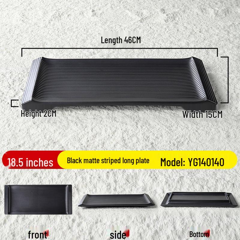 Black Matte Rectangular Japanese Sushi & BBQ Plate