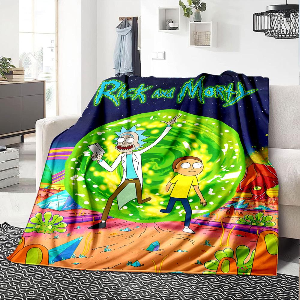 1pc Rick Morty Adventure Flannel Blanket for Super Soft Cute Comfort Blanket for Travel Bedding Couch Sofa Blanket Y82576