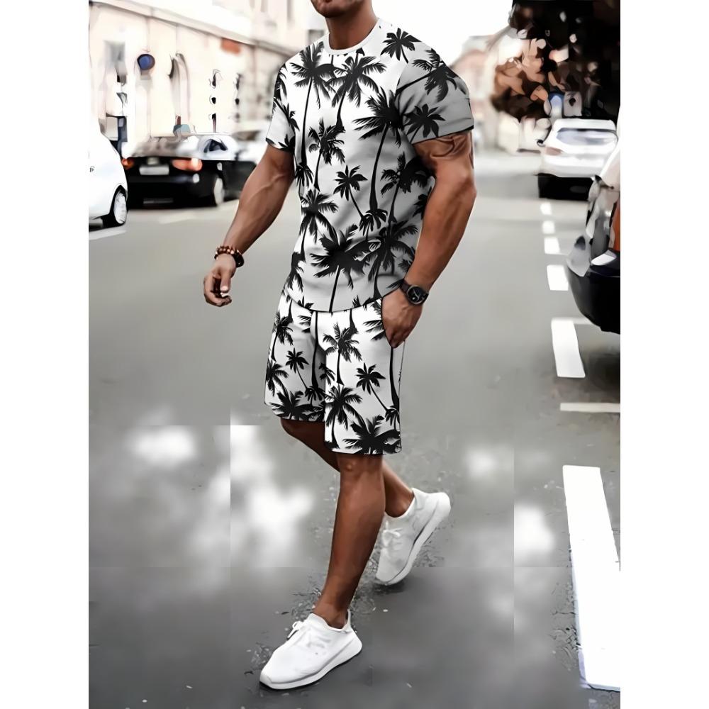 Summer New Men's Casual Comfortable Beach Pants Men's Breathable Lightweight Top Shorts Set