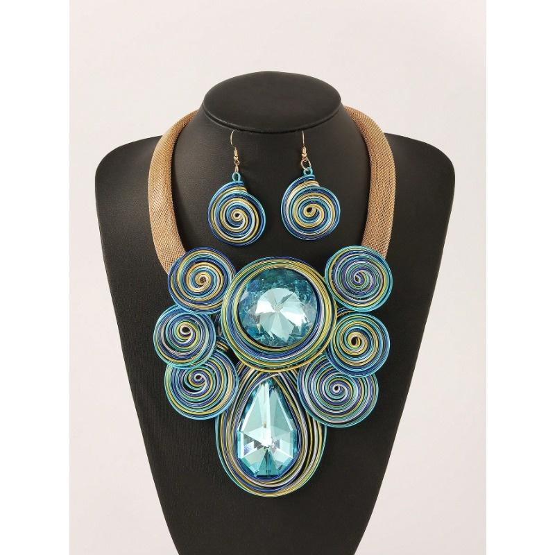 New Fashionable Aluminum Wire Turquoise Teardrop Elegant Vintage Boho Necklace