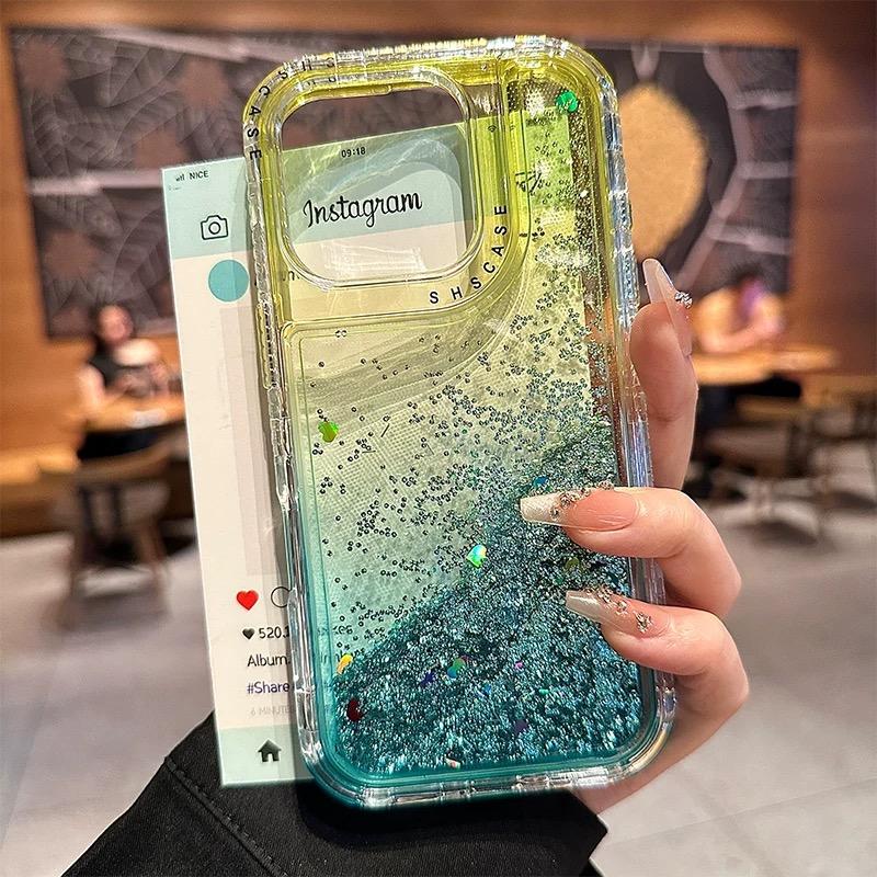 

Shining Quicksand Glitter Sequin Phone Case For iPhone 17 Air 16 15 14 13 12 11 Pro XR X XS Max 7 8 6 Plus Gradient Clear Cover iPhone 6