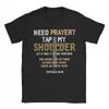 Casual Need Prayer Tap My Shoulder Bible Verse Christian T-Shirts for Men Crewneck T Shirt  Short Sleeve Tee Shirt Summer Tops