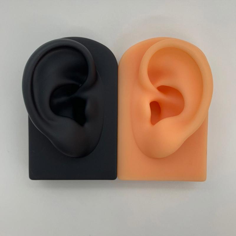 Ear Silicone Model Practice Body Piercing Teaching Tool Earring for Jewelry Display Can Be Reused 1:1 Simulation Human