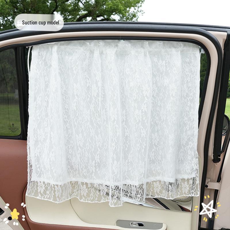 

Double Layer Lace Car Sunshade: Baby Sun Protection & Heat Insulation Window Curtains