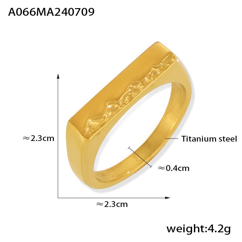 Geometric Karst Gold-Plated Titanium Ring – Korean Style, Simple, High-End Fashion Size 8