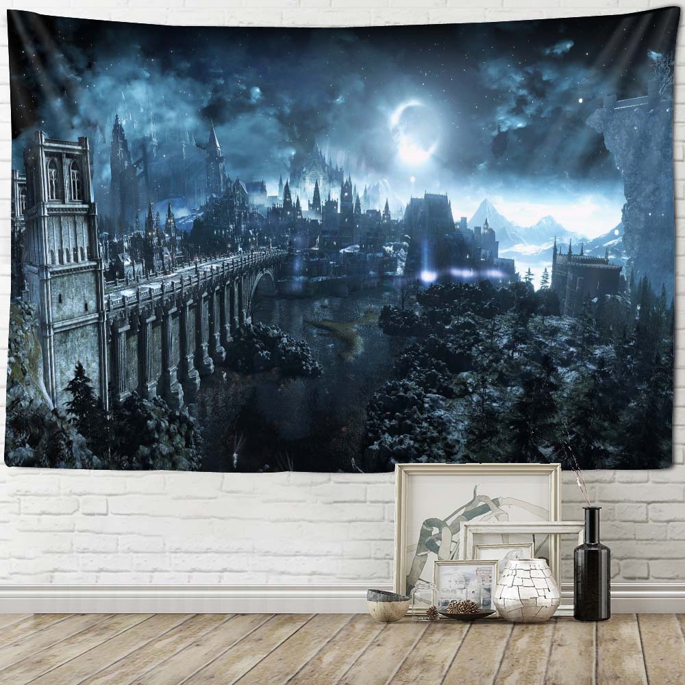 Psychedelic Forest Castle Tapestry Fairy Tale Anime Wall Hanging Hippie Witchcraft Home Decor Kawaii Dorm Decor Tapestry