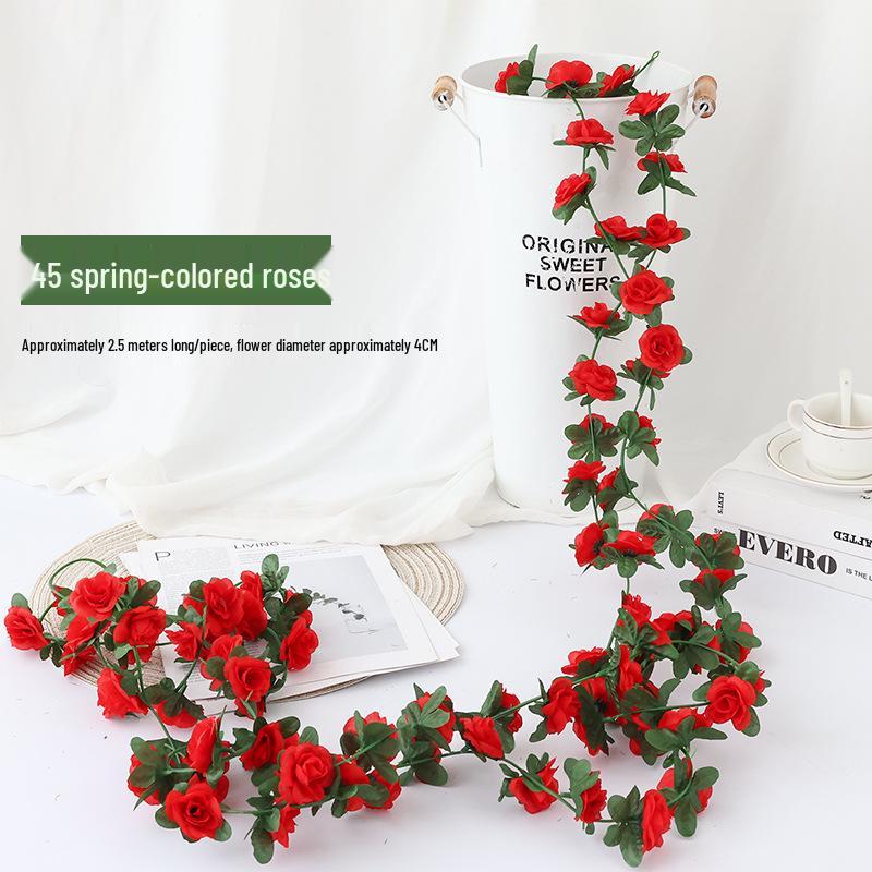 Künstliche Kirschblütenranke - Seidenblume mit 45 Rosenknospen zur Decken- oder Wandhängedekoration
