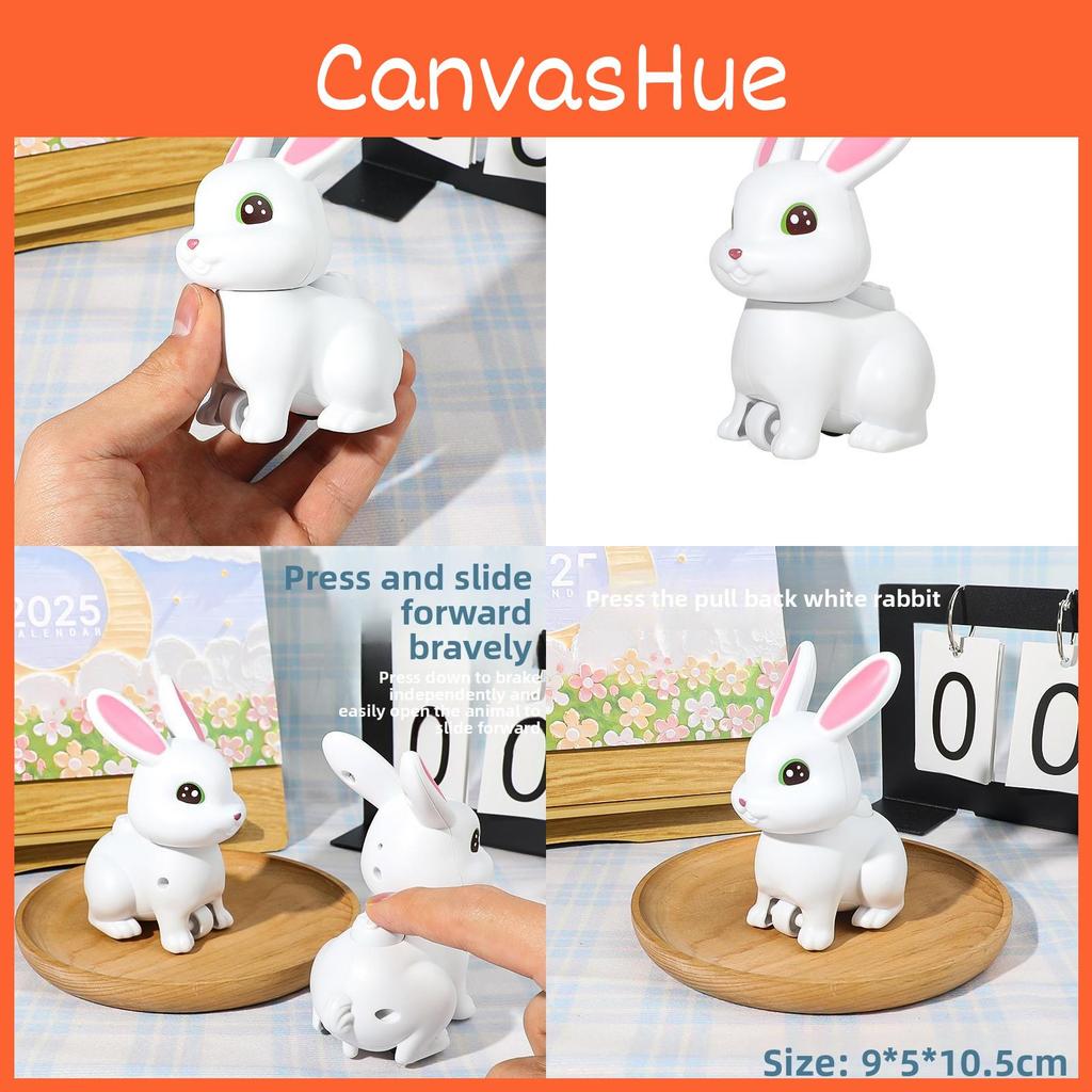Little Childrens Toy White Rabbit Inertia Press Rebound Force Animal Car Cartoon