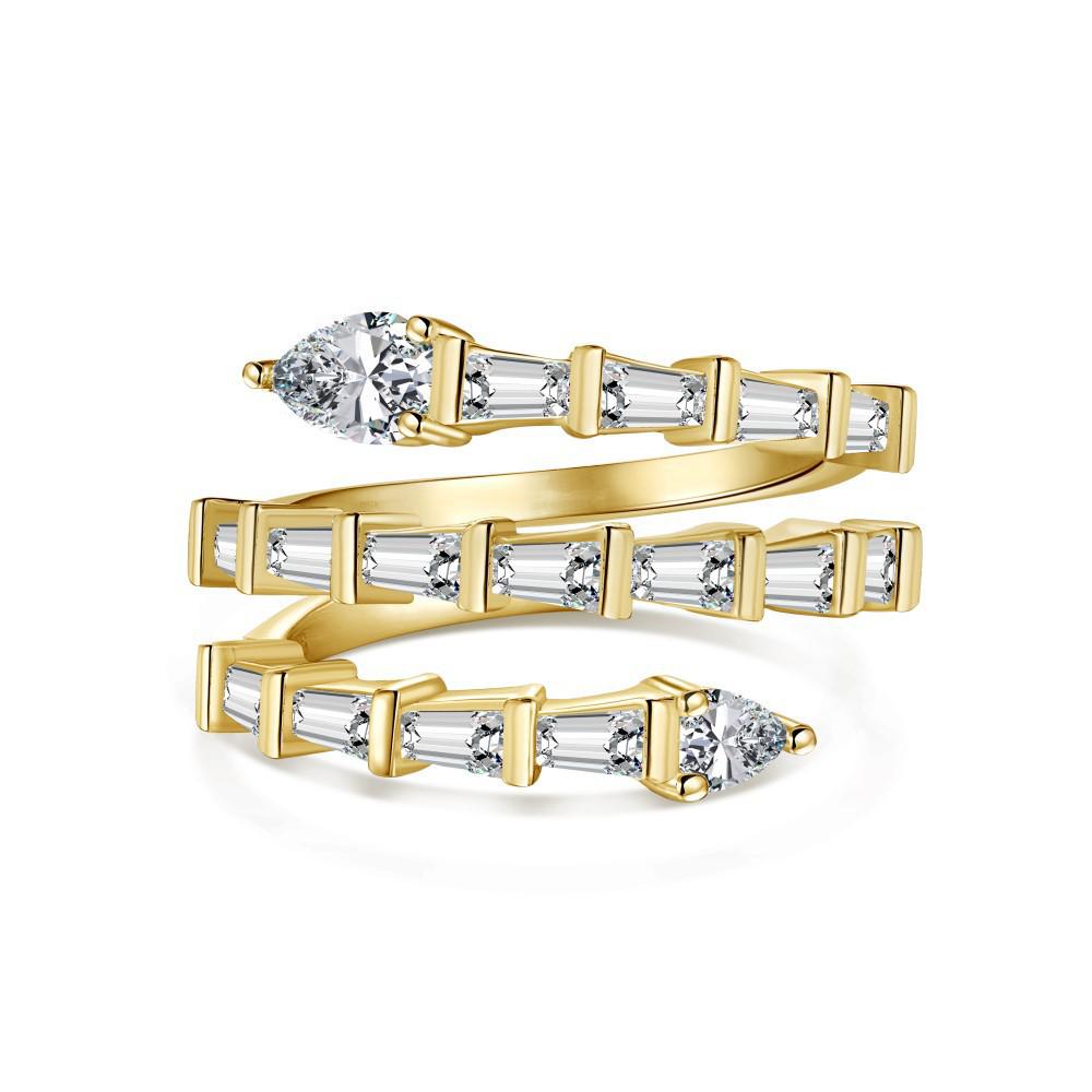 Zhuozhifan S925 Silver Three-Row Pave Snake Ring for Women