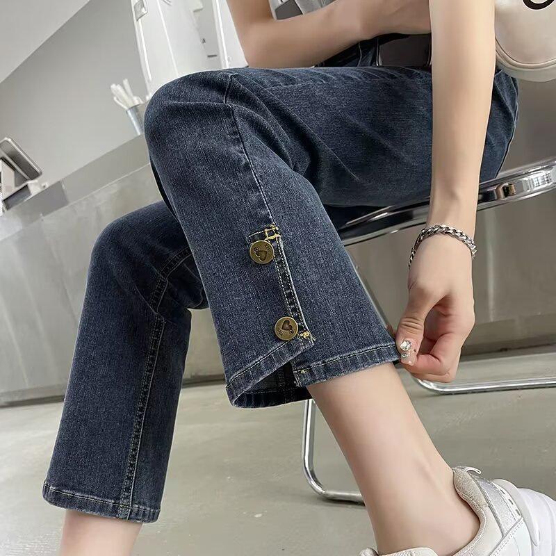 

Blue-Gray Petite High-Waisted Straight-Leg Jeans for Women - Autumn Collection 32