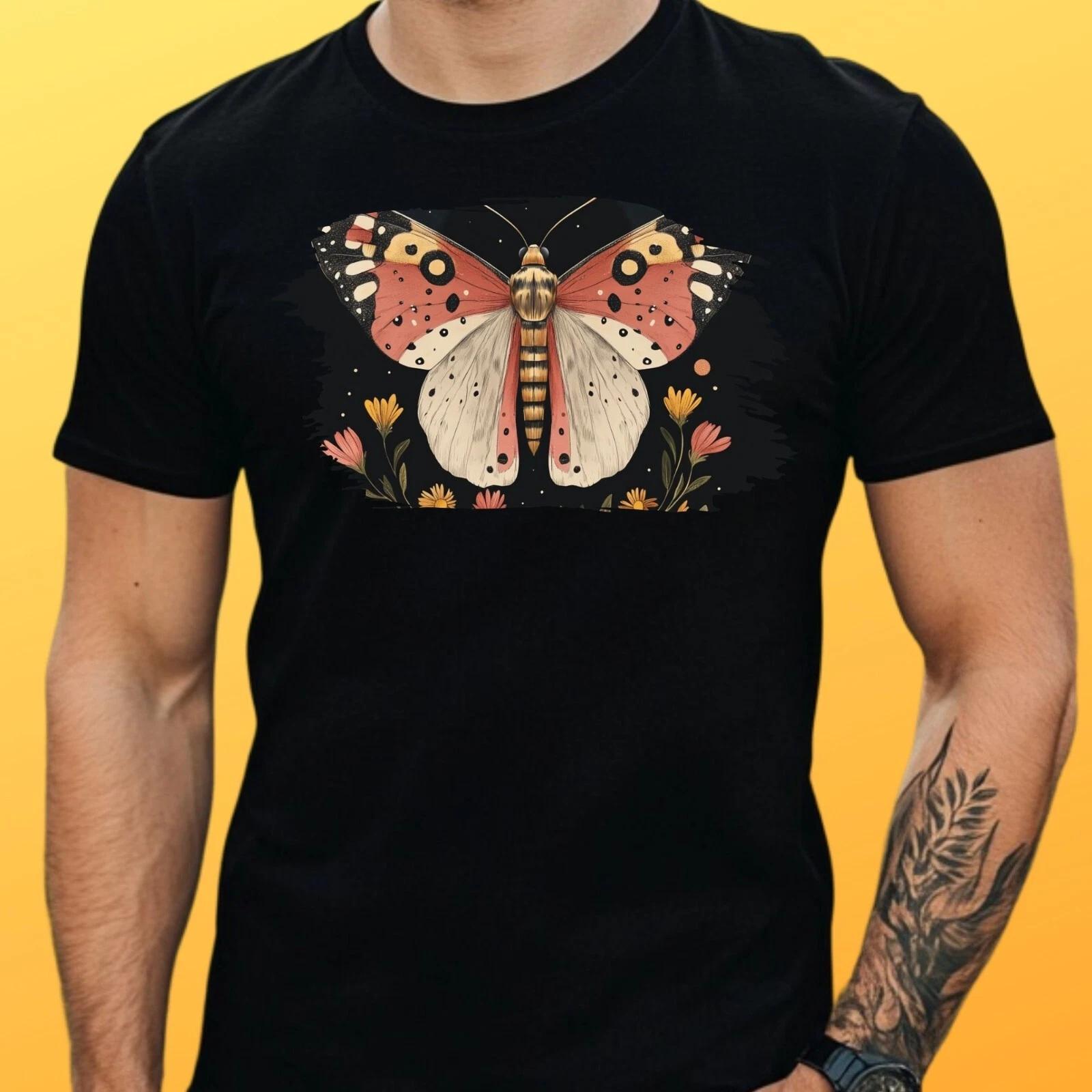 T-Shirt Herren Motte mit Blume Motiv Baumwolle Größe S bis 5XL XS