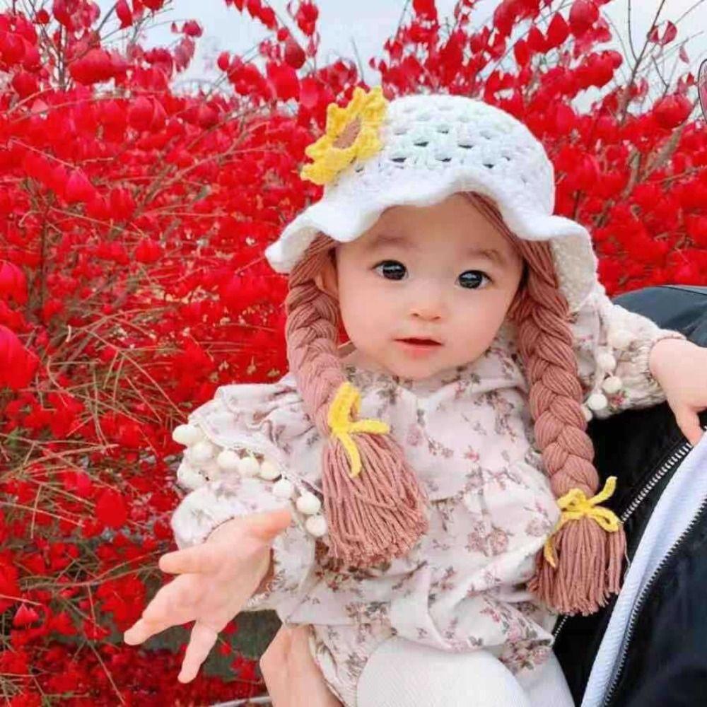 Pink Bow Wool Cap Handmade Knitted With Plaits Handmade Braided Earflap Girls Style Braided Design Crochet Hat Caps Photoshoot