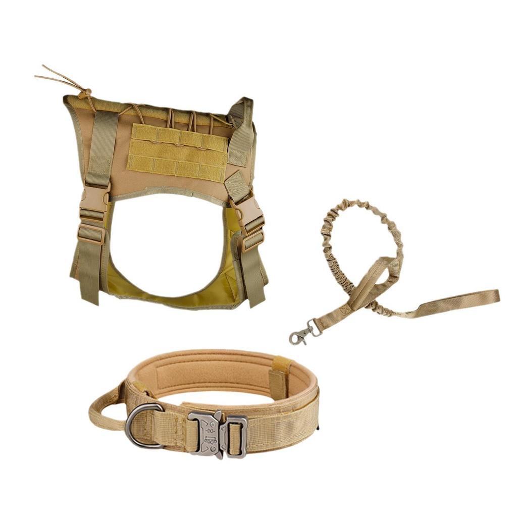 Adjustable Tactical Outdoor Dog Leash and Harness Set for Large Dogs
