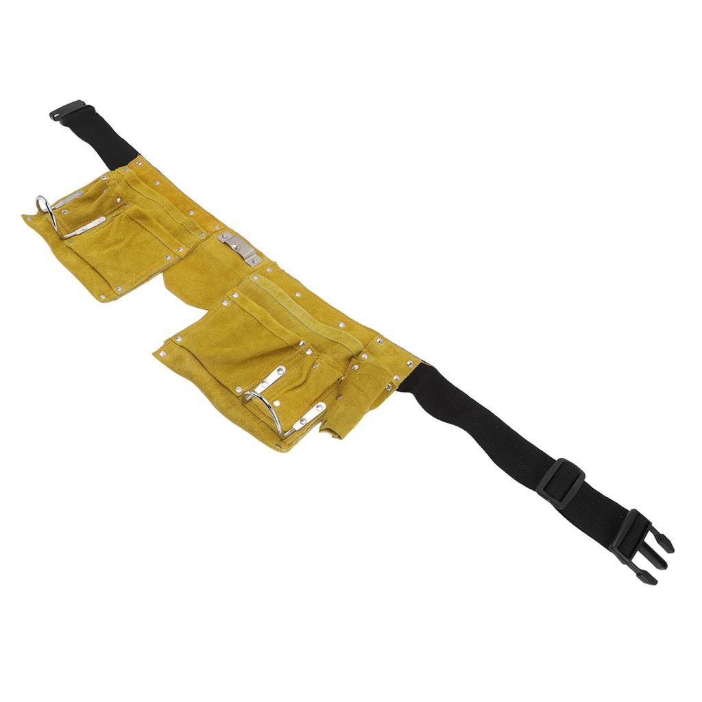 Leather Tool Belt Multiple Pockets Quick Release Buckle Wearproof Portable Leather Tool Belt Apron