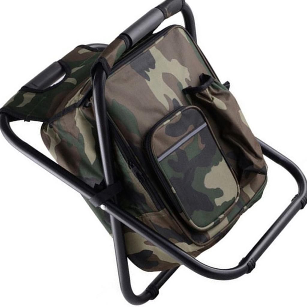 Rucksack Kühler Stuhl Leicht Großes Fassungsvermögen Faltbarer Campinghocker für Reise Strand Wandern Picknick Camouflage