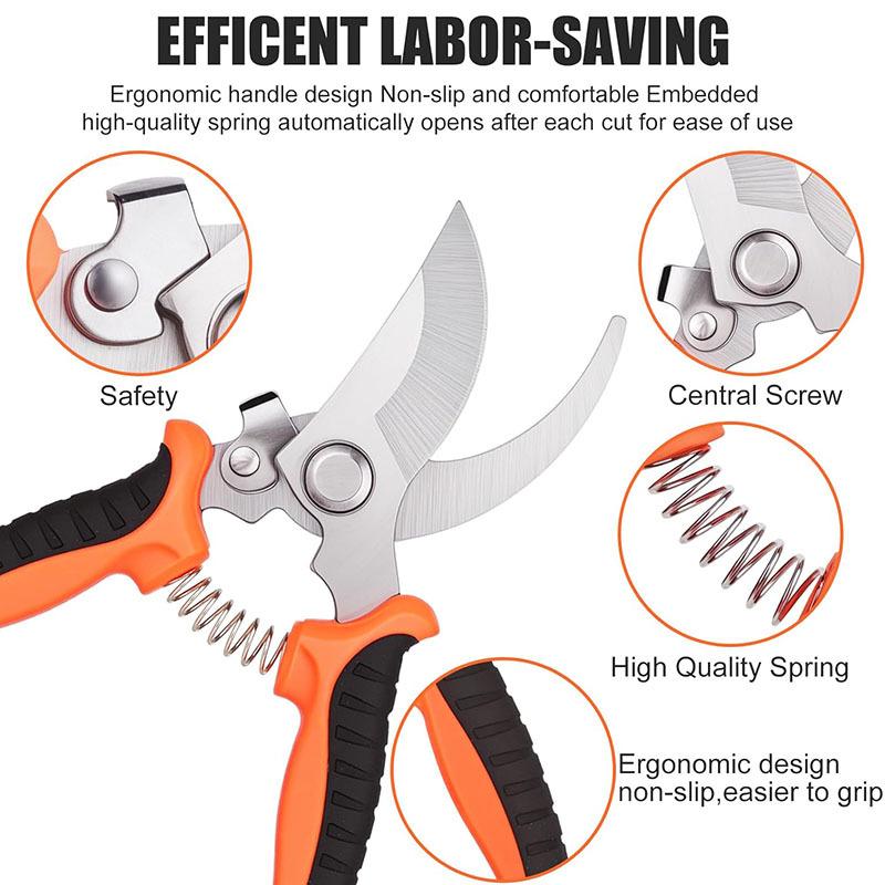 4PCS Gardening Tools Scissors Garden Scissors Set With Sharpening Stone Stainless Steel Pruning Shears With Sharp Blades Curved