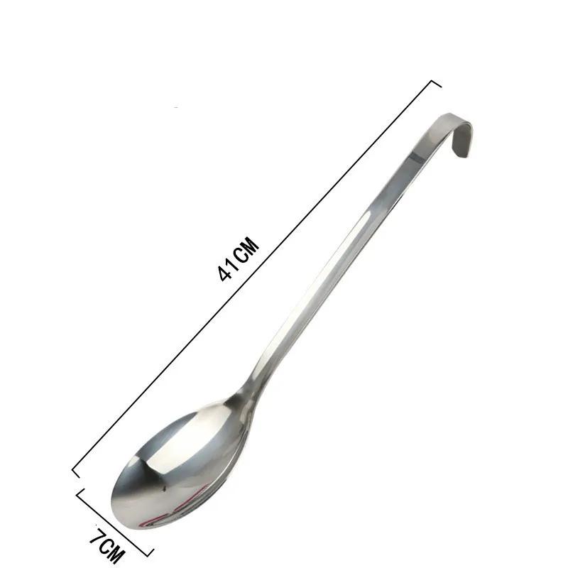 Big Long Handle Ladle Serving Stainless Steel Spoon with Hook Big Soup Scoop Buffet Creative Kitchen Cooking Utensils Tableware