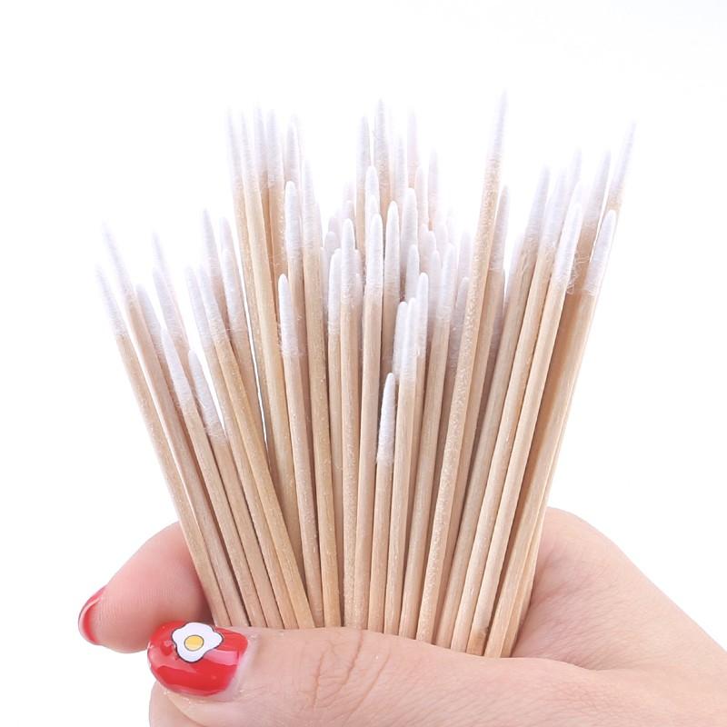 100Pcs Disposable Wooden Cotton Swabs Stick Eyelash Extension tool Glue Removing Makeup Tool Clean Stick Lash Accessorie