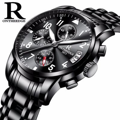 Stahlgehäuse, Stahlband, Multifunktions-Stahluhr, Herren-Quarz-6-Pin-Business-Armbanduhr, nicht mechanisch