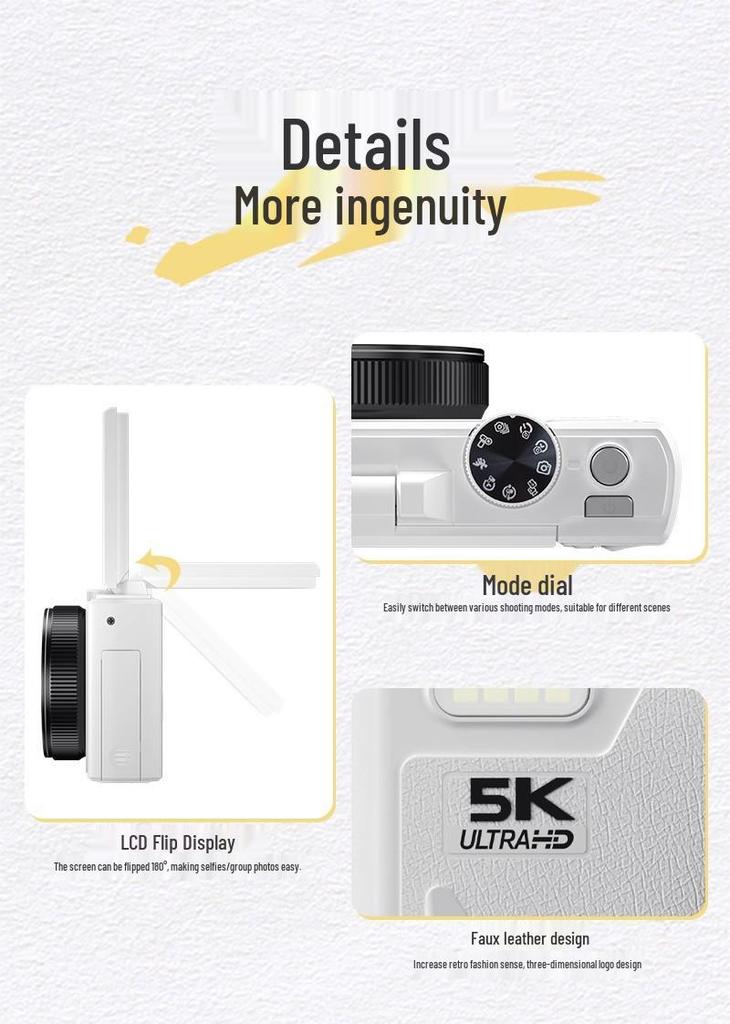 Neue 3-Zoll-Klappbildschirm-WLAN-HD-Digitalkamera: 75MP, 5K Video, 18x Zoom