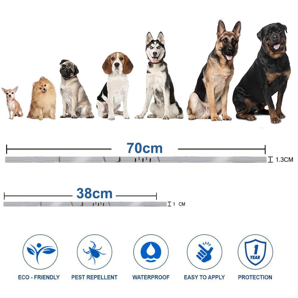 Neues 70/38cm Verstellbares Haustier Katze Hund Flohhalsband Anti Floh Zeckenhalsband Für Hunde Antiparasitäre Halskette Großer Hund Schutzhalsband
