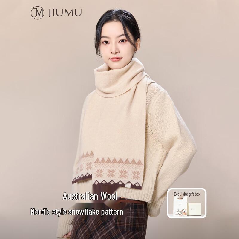 

JIUMU Women s Nordic Fair Isle Knitted Wool Scarf One Size