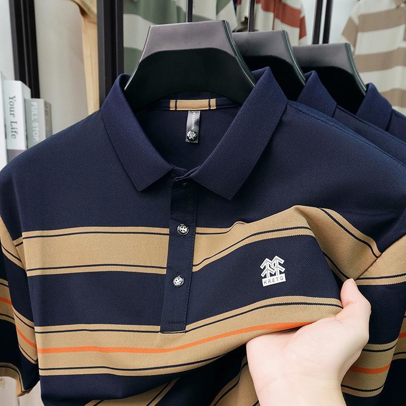Summer Men s Short Sleeve Lapel Collar Summer Polo Shirt Loose Fit Casual Fashion Versatile M