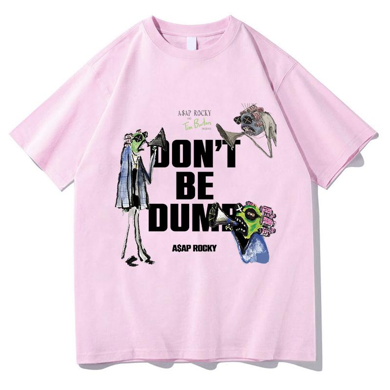 Men AAP ROCKY Don T Be Dumb T Shirts 100 Pure Cotton Tops Beach Classic Short Sleeve TShirt Crew Neck Fashion Tshirt Clothes